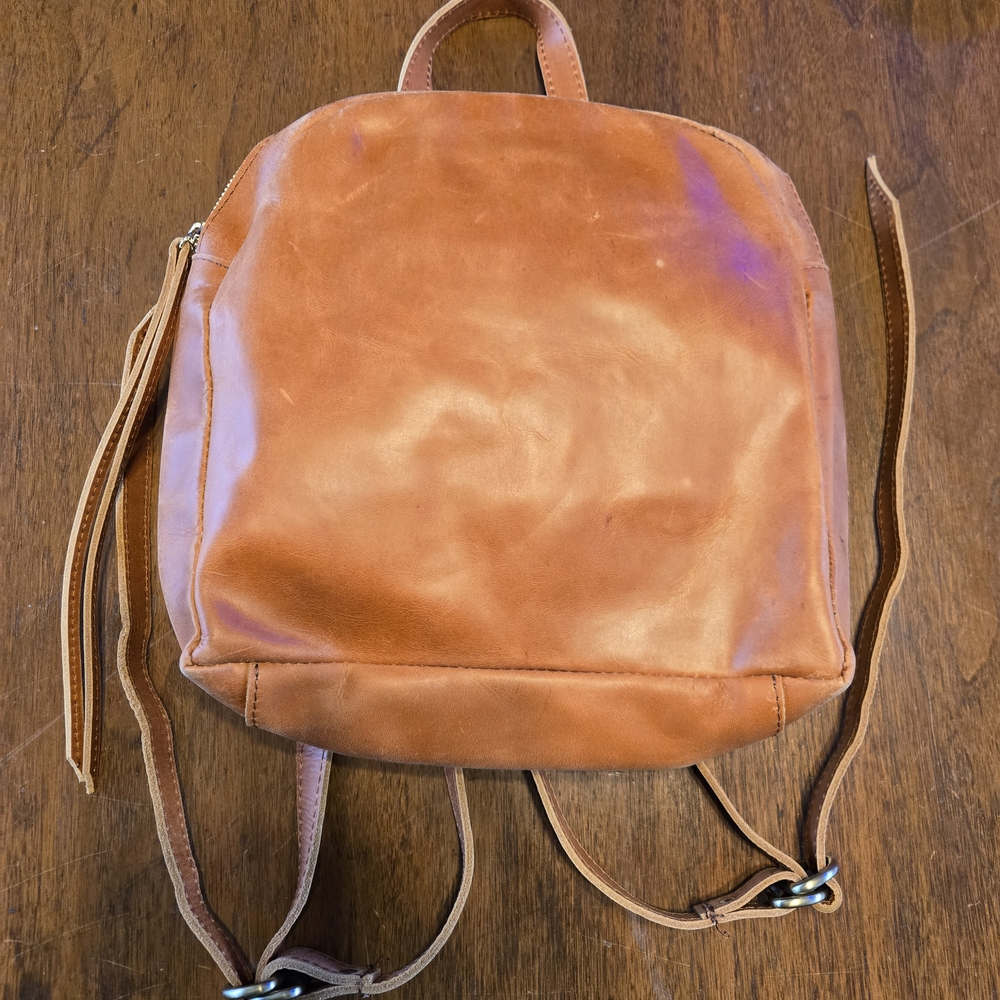 Raven + Lily Caramel Genuine Leather Backpack Bag Bookbag